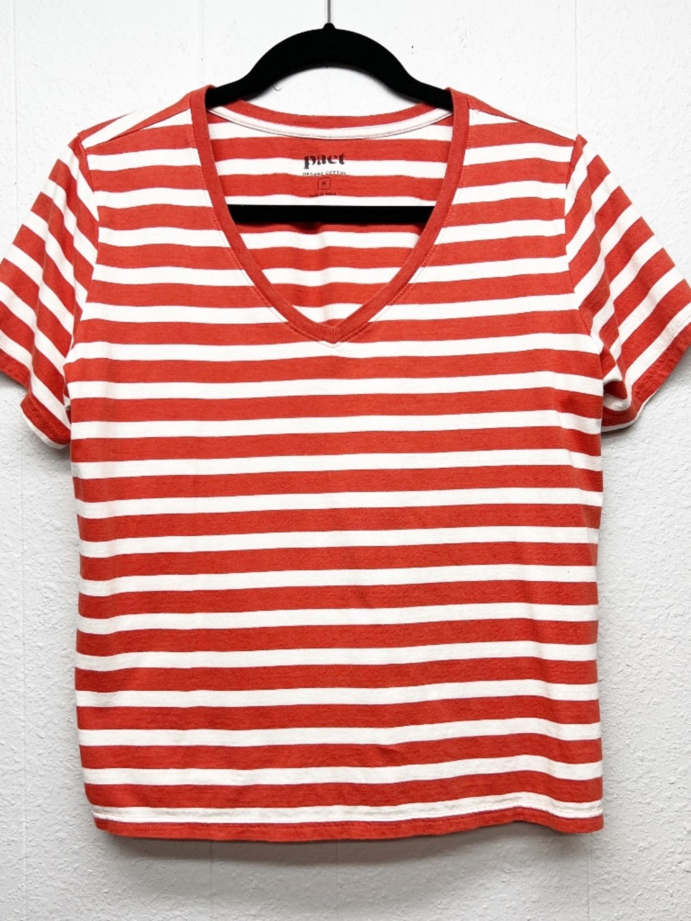 PACT Striped T-Shirt Womens Small 100% Organic Cotton Stretch Minimalist Casual